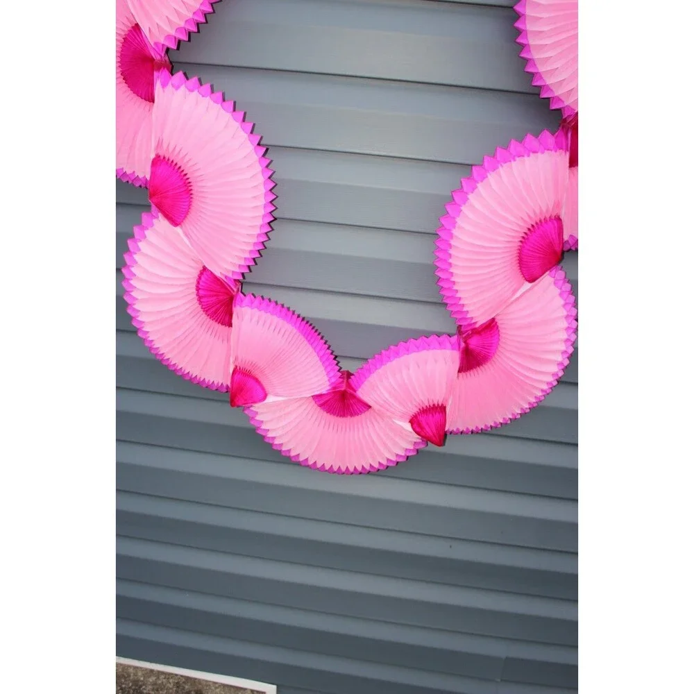 Long Vintage Colorful Sunflower Honeycomb Accordion Streamer Decor Birthday PINK